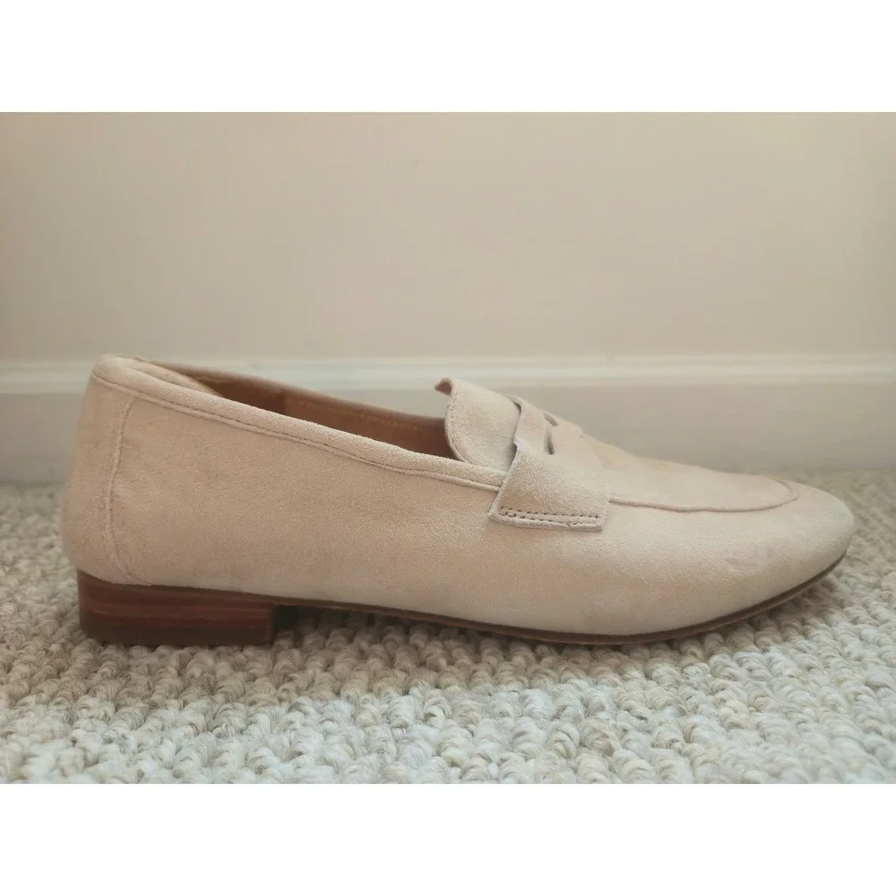 Quince Womens Italian Suede Penny Loafers Almond Tan Flats Size 7.5 EUC